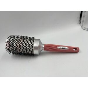 Ion brand Blowout Round Ceramic Brush 3" EUC Inch Pink White Black Bristle Brush